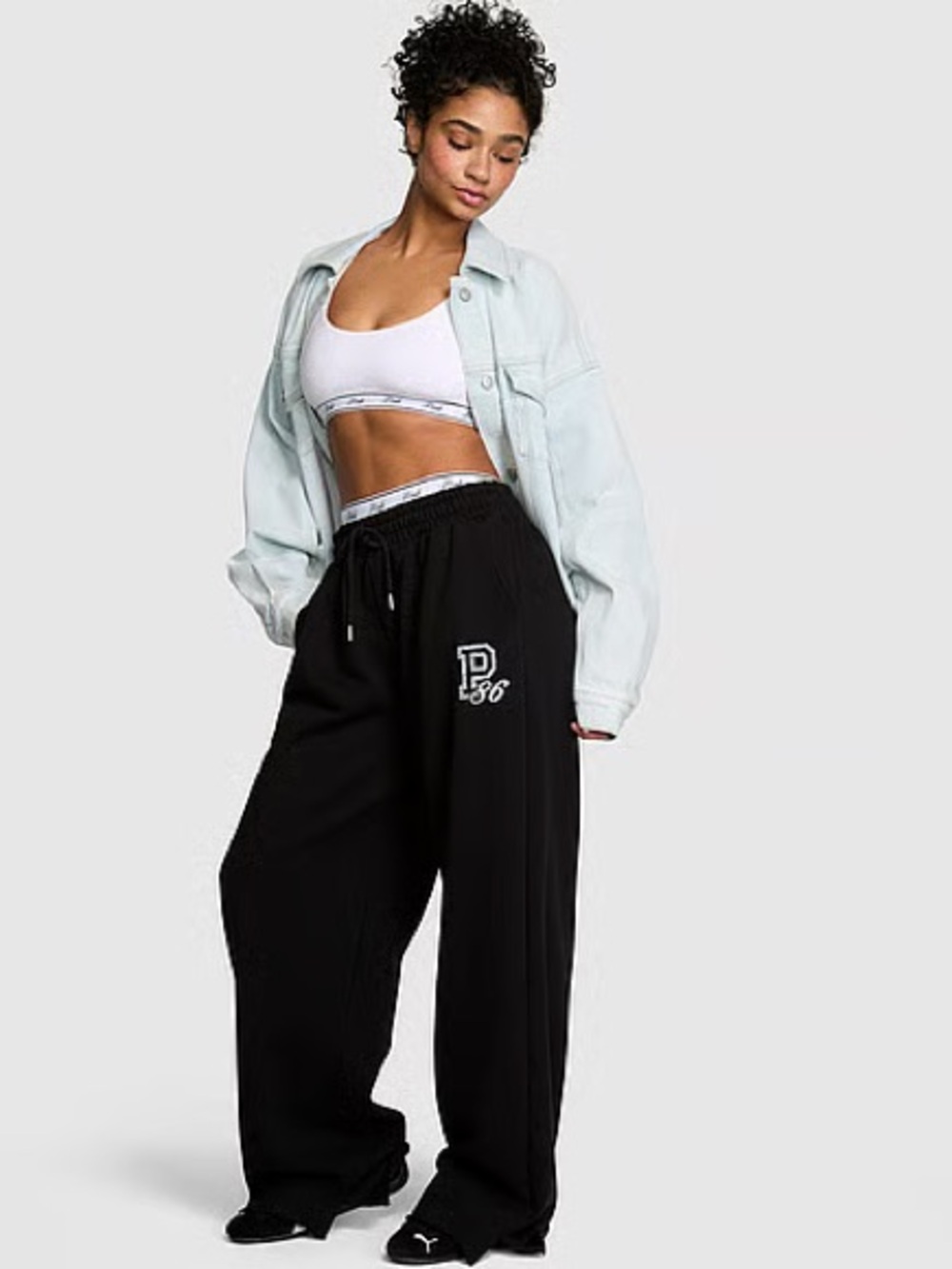 PINK Campus Fleece™ Wide-Leg Split-Hem Sweatpants ,size Xl Short